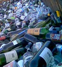 empty bottles waiting to be recycled